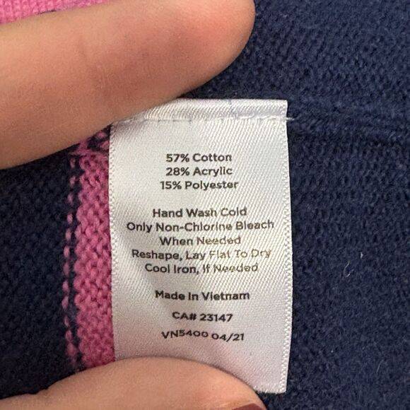 Talbots Super Soft Stripe Mockneck Sweater Rainbow Colorful Cotton Blend Large - Picture 8 of 9